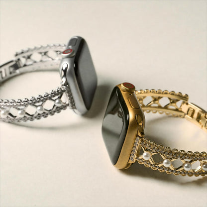 Pearl-Accented Lace-Inspired Apple Watch Band