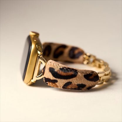 Luxurious Leopard Print Faux-Fur Watch Band