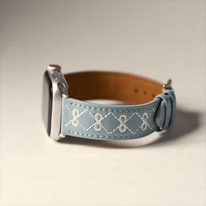 Stylish Embroidered Bow Leather Watch Band for Apple Watch
