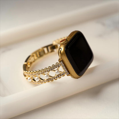Pearl-Accented Lace-Inspired Apple Watch Band