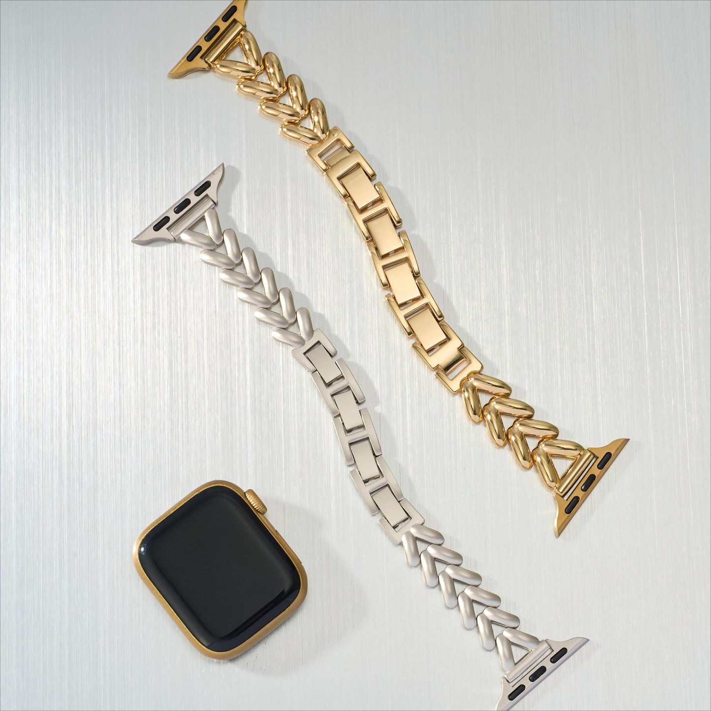 V-Shaped Stainless Steel Watch Band for Apple Watch – Sleek, Durable Metal Bracelet