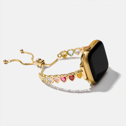 Rainbow Love: 14k Gold & Platinum Plated Apple Watch Band