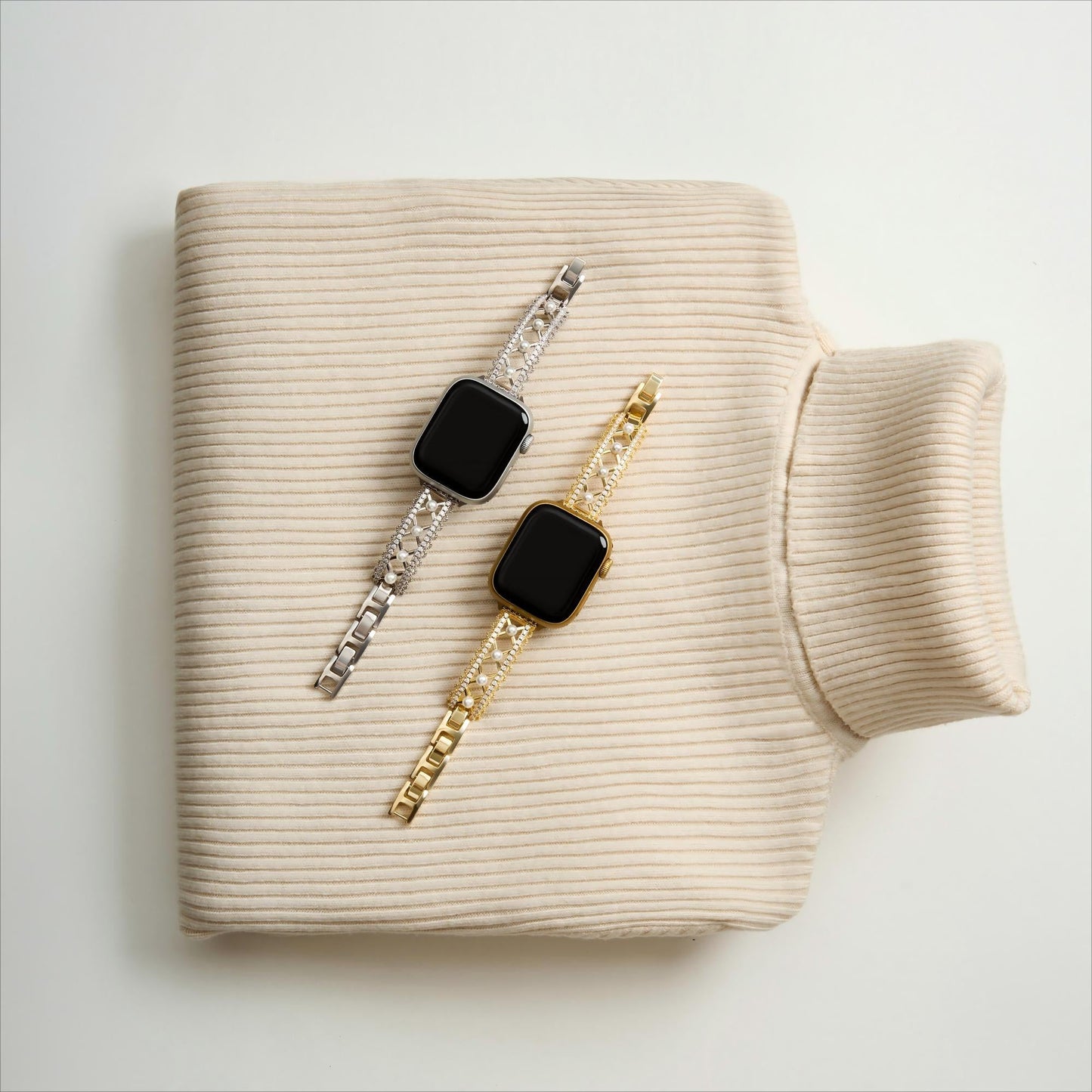 Pearl-Accented Lace-Inspired Apple Watch Band