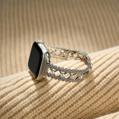 Pearl-Accented Lace-Inspired Apple Watch Band