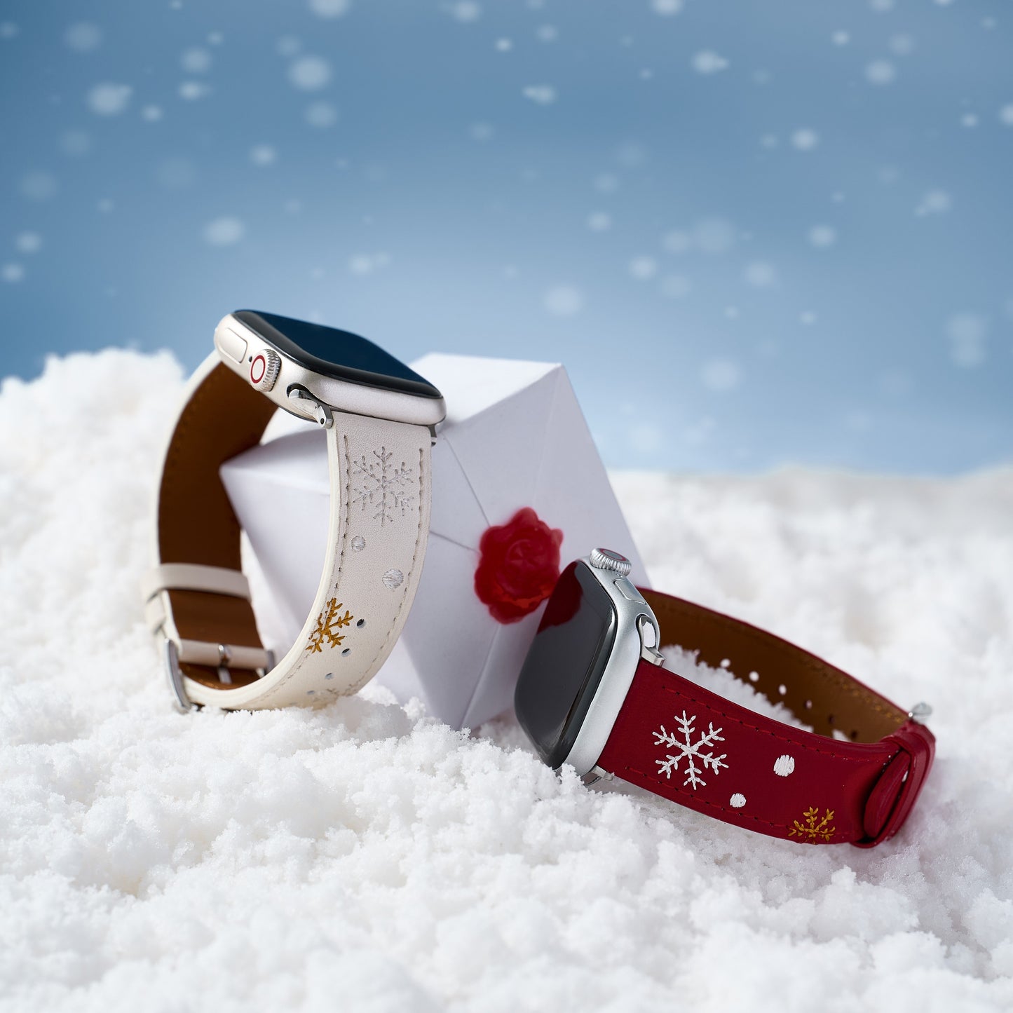 Festive Christmas Snowflake Embroidered Apple Watch Band