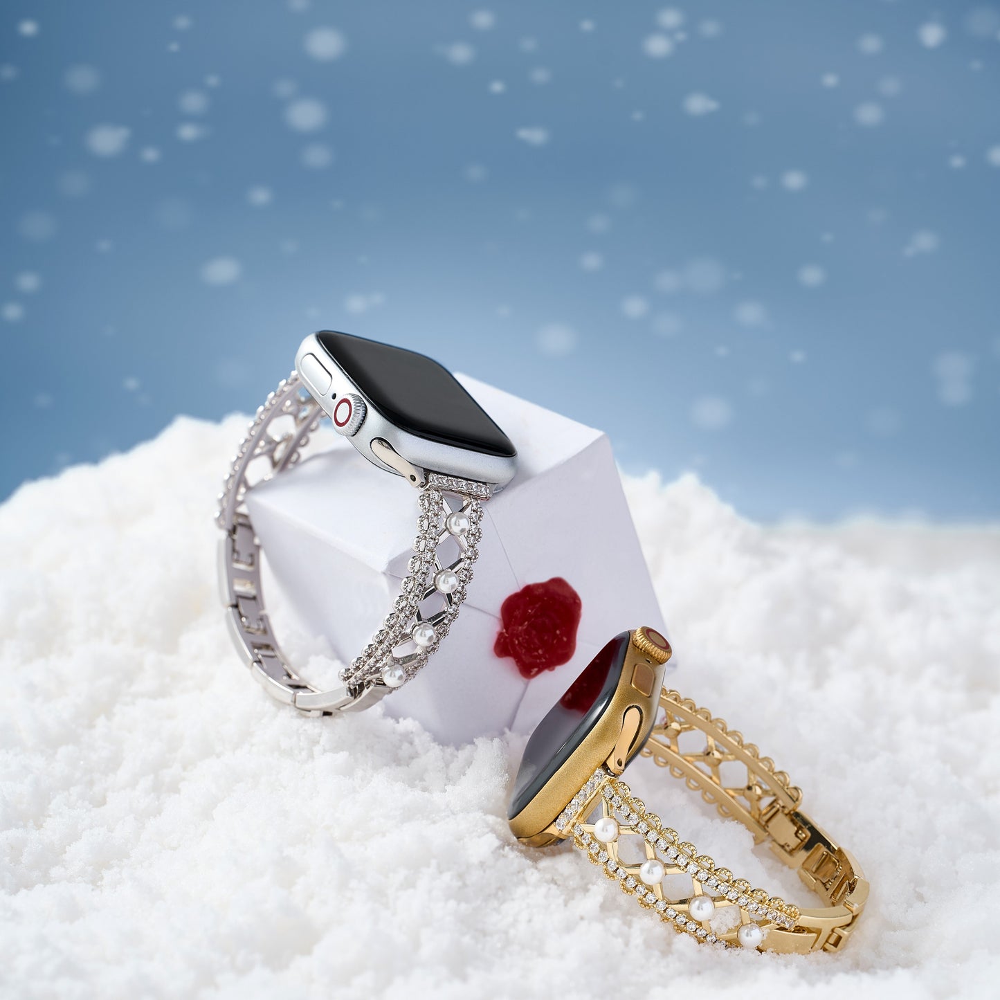 Pearl-Accented Lace-Inspired Apple Watch Band