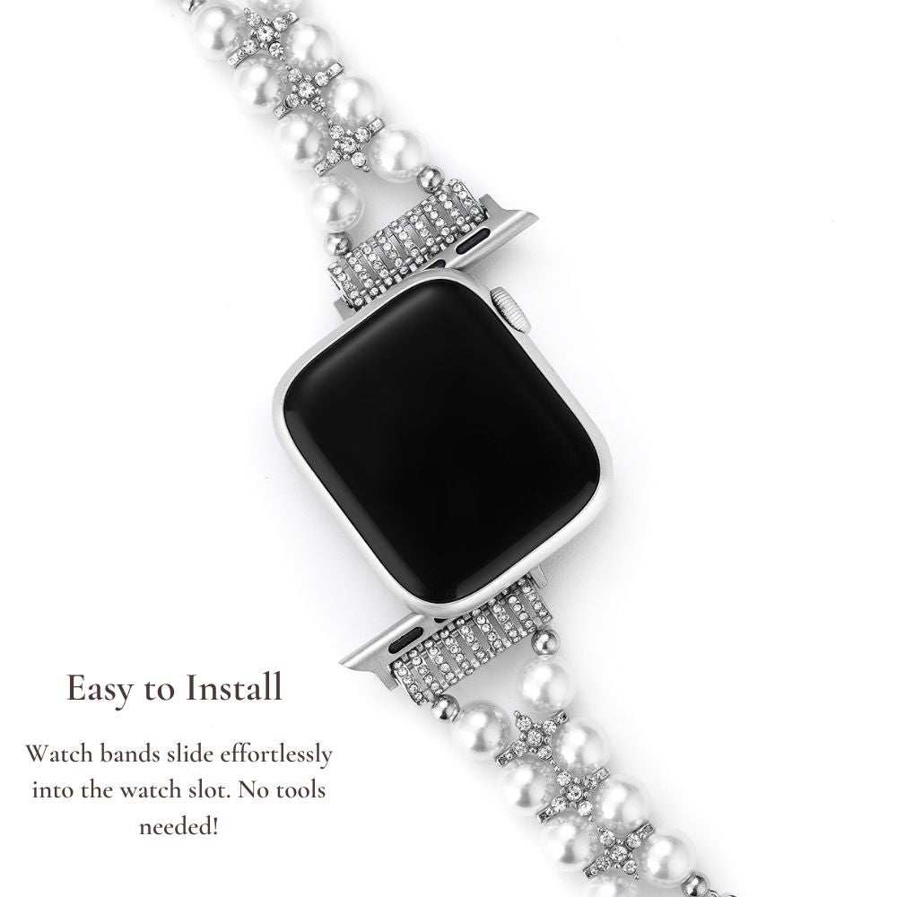 Pearl-Embellished Rhinestone Watch Band for Apple Watch