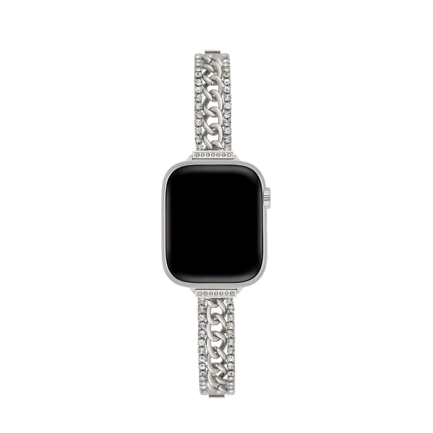 Gleaming Chain-Metal Watch Band with a Shimmering Finish