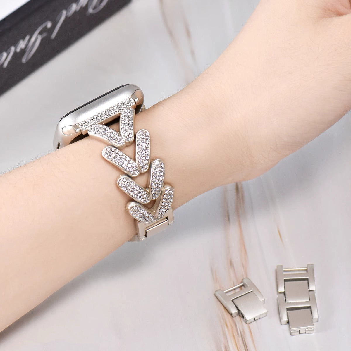 Diamond-Studded Stainless Steel Band
