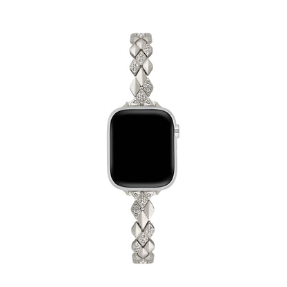 Luxurious Diamond-Accented Metal Watch Band