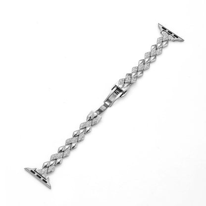 Luxurious Diamond-Accented Metal Watch Band