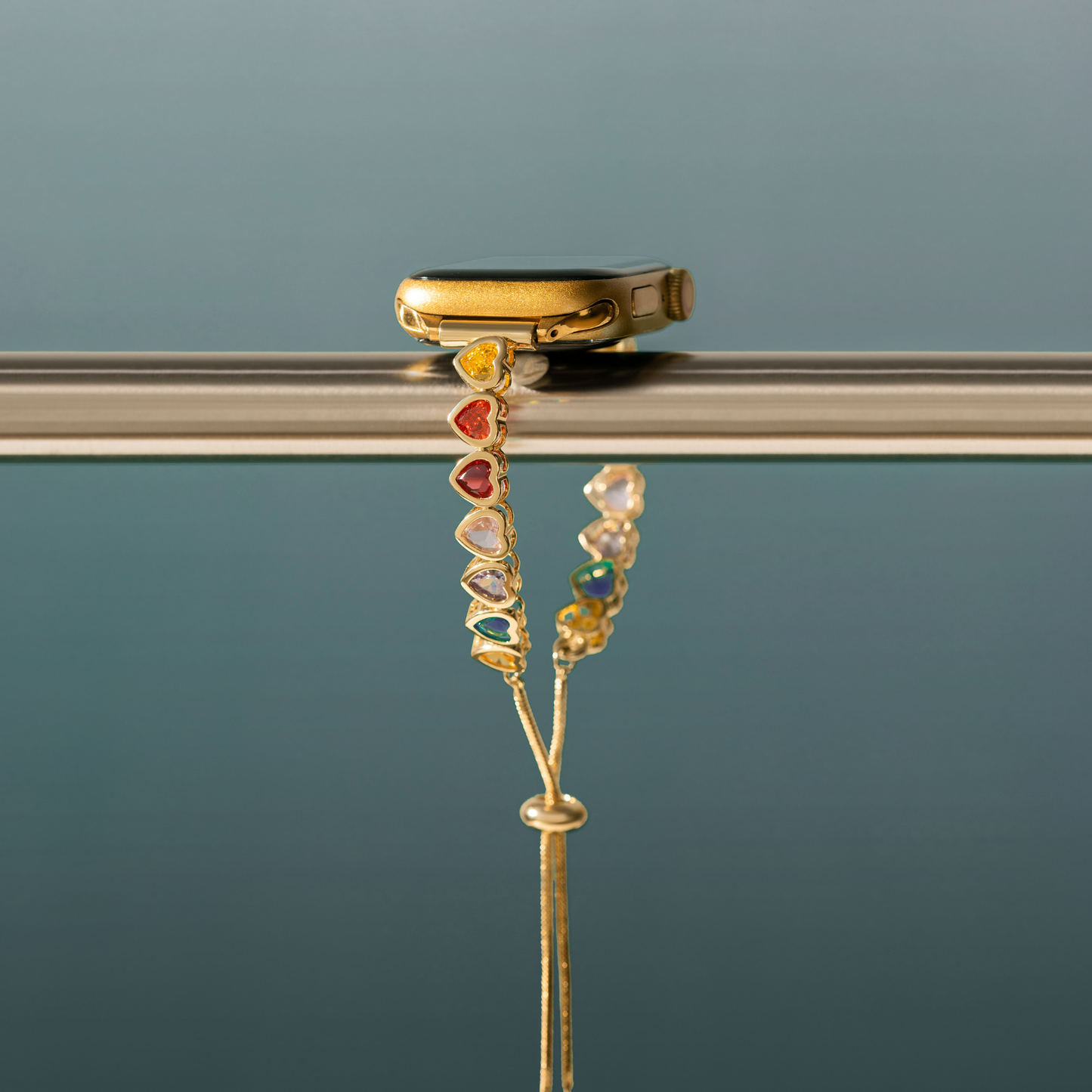 Rainbow Love: 14k Gold & Platinum Plated Apple Watch Band