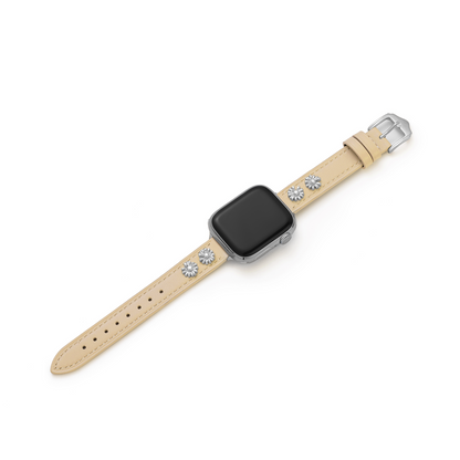 Luxurious Daisy Leather Band for Apple Watch - 14k Gold & Platinum-Plated
