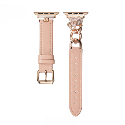 Camellia Chain Leather Watch Band for Apple Watch - Elegant Chain-Detail Strap