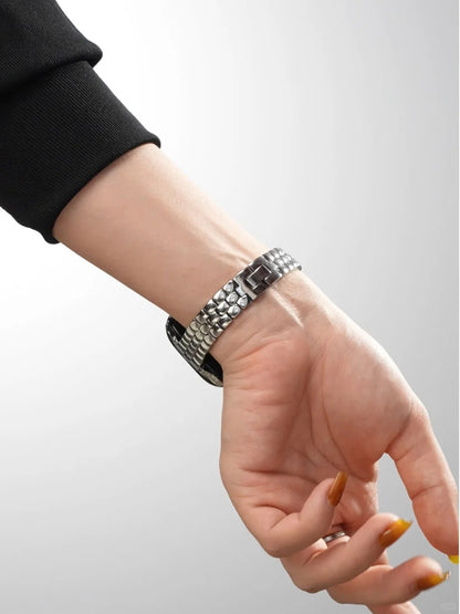 Sleek Rounded-Link Metal Bracelet