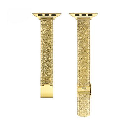 Diamond-Textured Stainless Steel Apple Watch Band - Luxury Look, Everyday Comfort