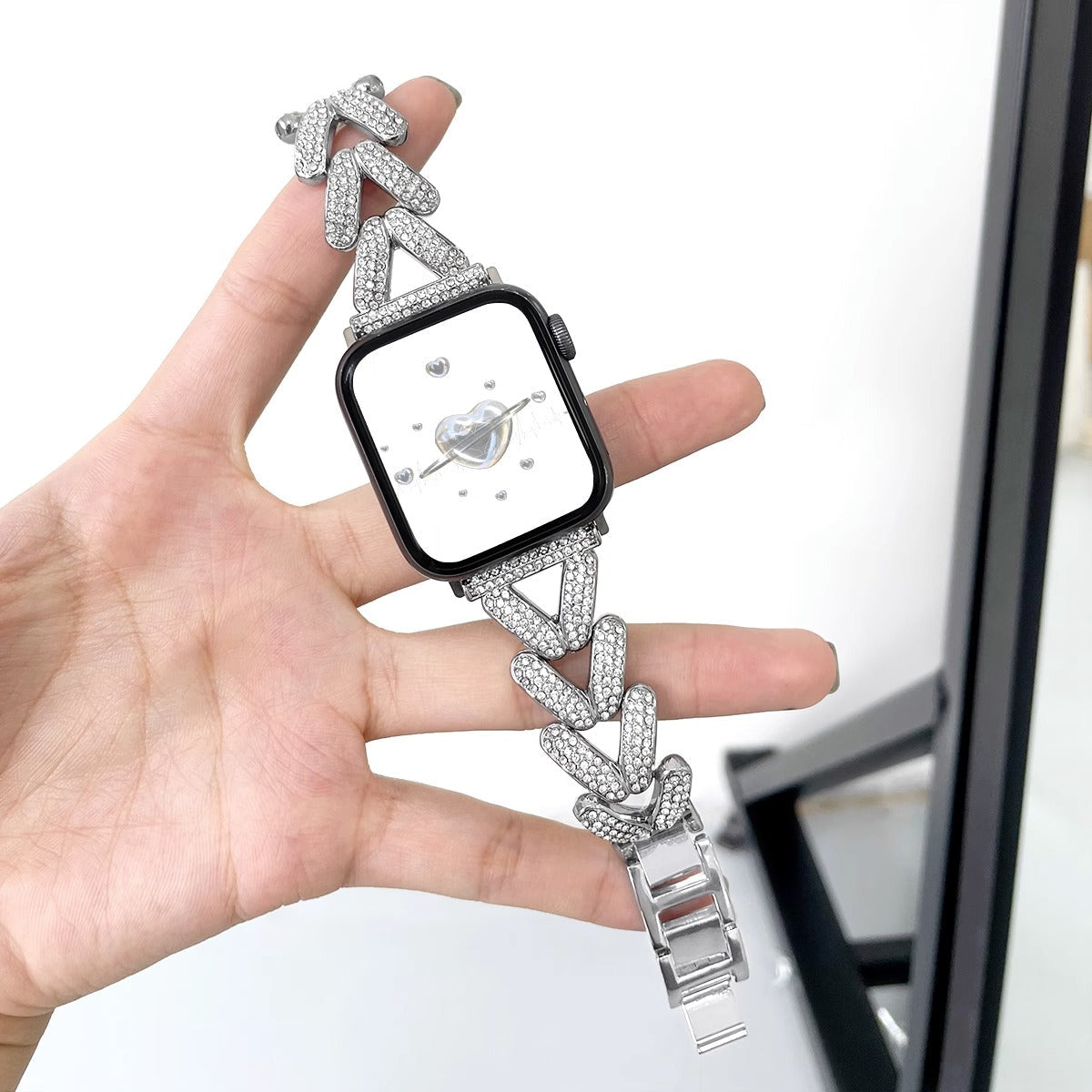 Diamond-Studded Stainless Steel Band
