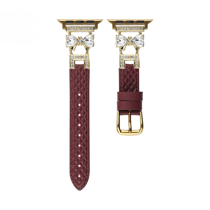 Elegant Bowknot Leather Band for Apple Watch - Premium Leather, All-Day Comfort