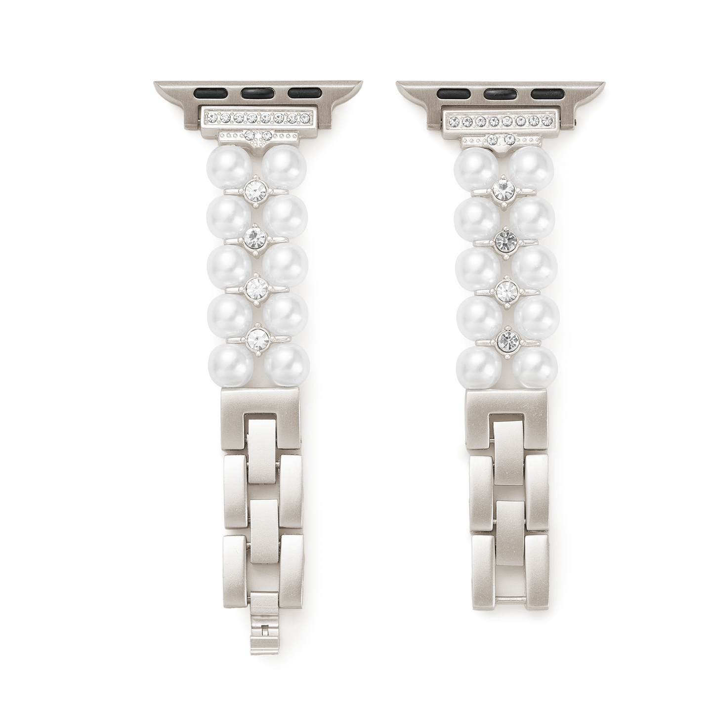 Pearl Rhinestone Metal Band for Apple Watch – Elegant Sparkling Stainless Steel Strap