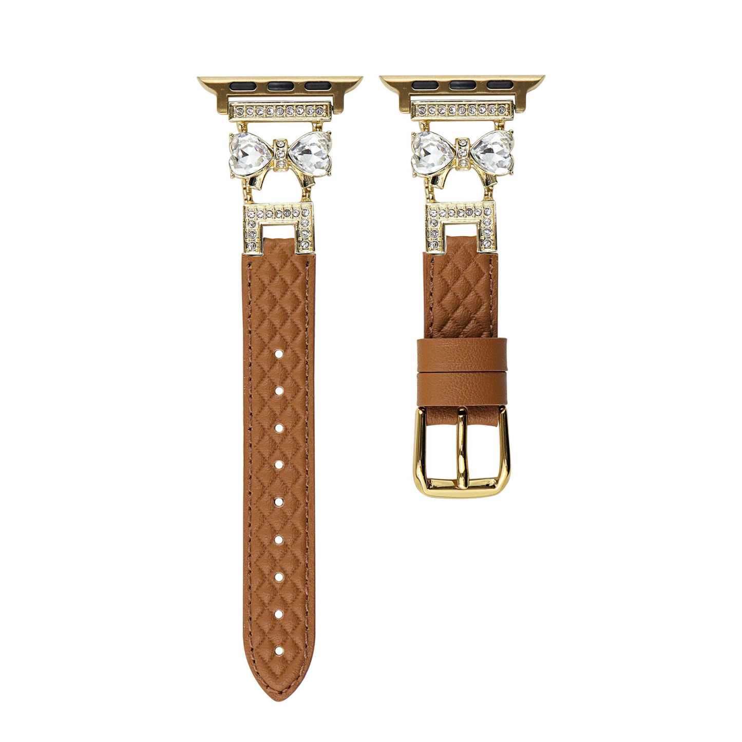 Elegant Bowknot Leather Band for Apple Watch - Premium Leather, All-Day Comfort