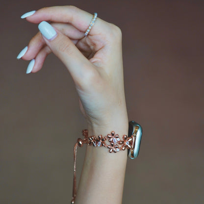 14K Gold & Platinum Plated Floral Copper Watch Band