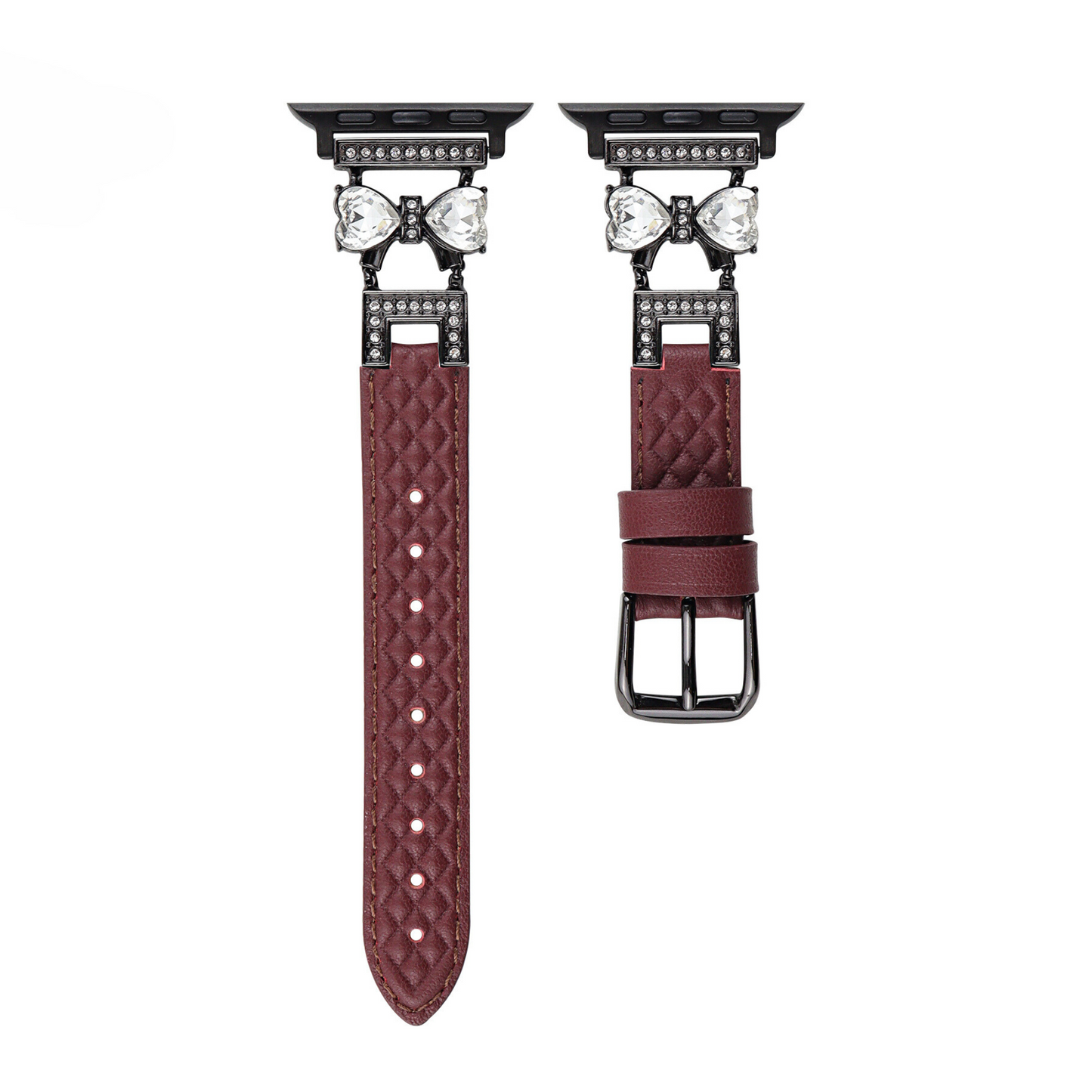 Elegant Bowknot Leather Band for Apple Watch - Premium Leather, All-Day Comfort