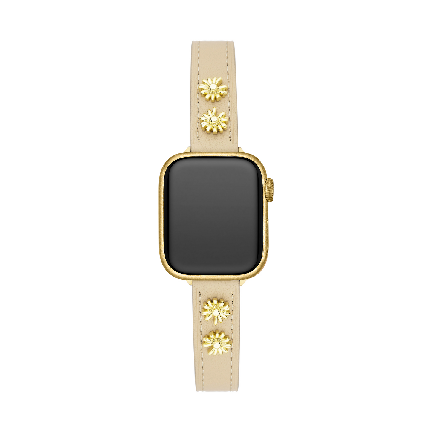Luxurious Daisy Leather Band for Apple Watch - 14k Gold & Platinum-Plated