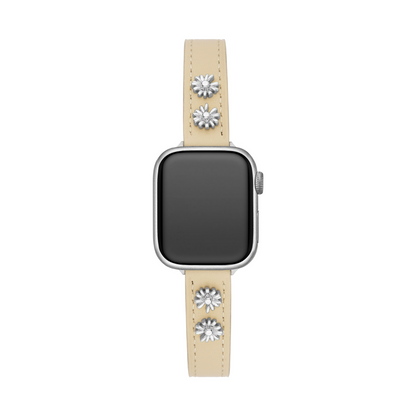 Luxurious Daisy Leather Band for Apple Watch - 14k Gold & Platinum-Plated