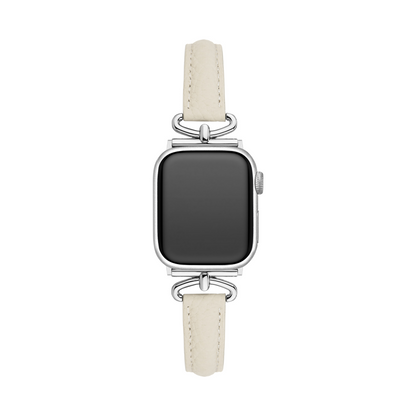 Sleek Leather Watch Band with Metal Accents for Apple Watch
