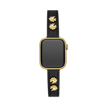 Luxurious Daisy Leather Band for Apple Watch - 14k Gold & Platinum-Plated
