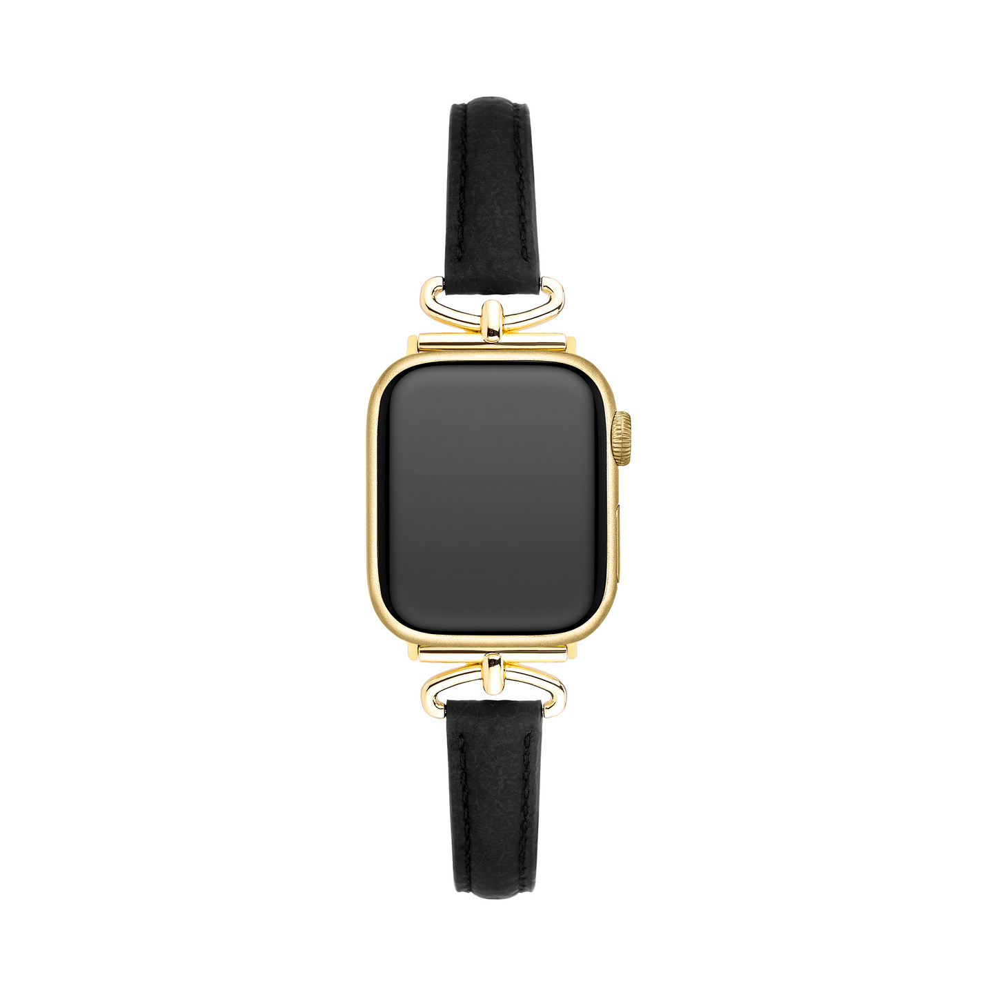 Sleek Leather Watch Band with Metal Accents for Apple Watch