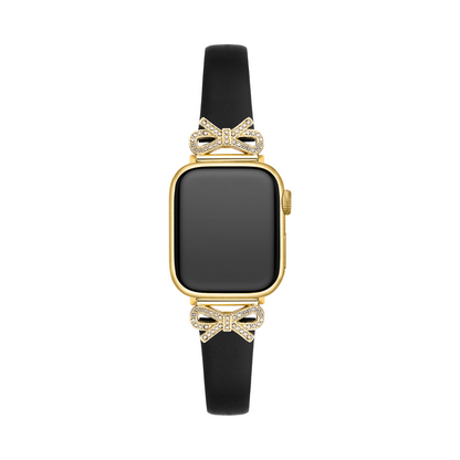 Crystal Bowknot Leather Watch Band for Apple Watch – Sparkling Crystal-Accented Strap