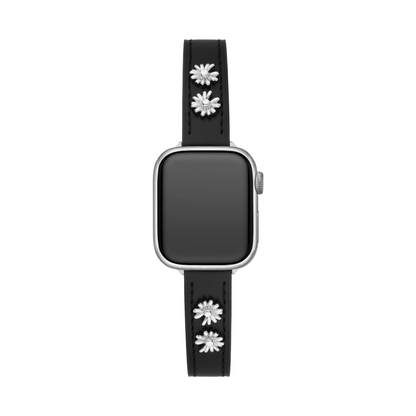 Luxurious Daisy Leather Band for Apple Watch - 14k Gold & Platinum-Plated