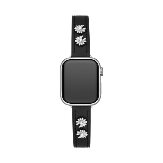 Luxurious Daisy Leather Band for Apple Watch - 14k Gold & Platinum-Plated