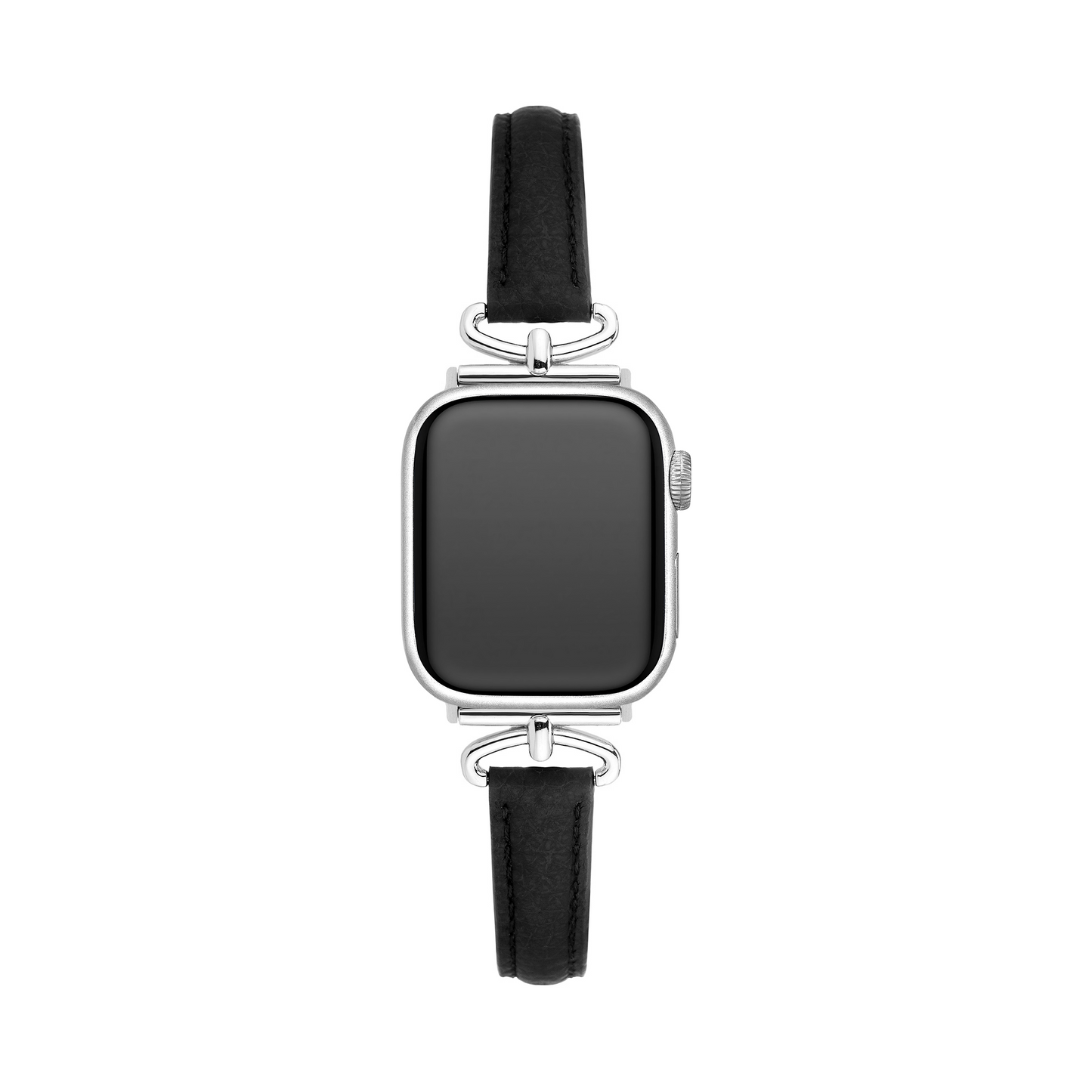 Sleek Leather Watch Band with Metal Accents for Apple Watch