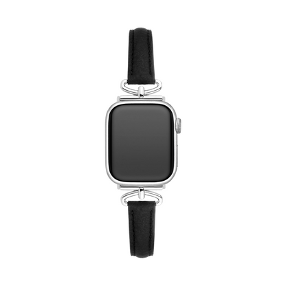 Sleek Leather Watch Band with Metal Accents for Apple Watch