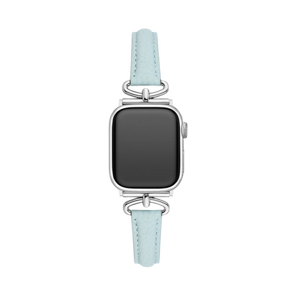 Sleek Leather Watch Band with Metal Accents for Apple Watch