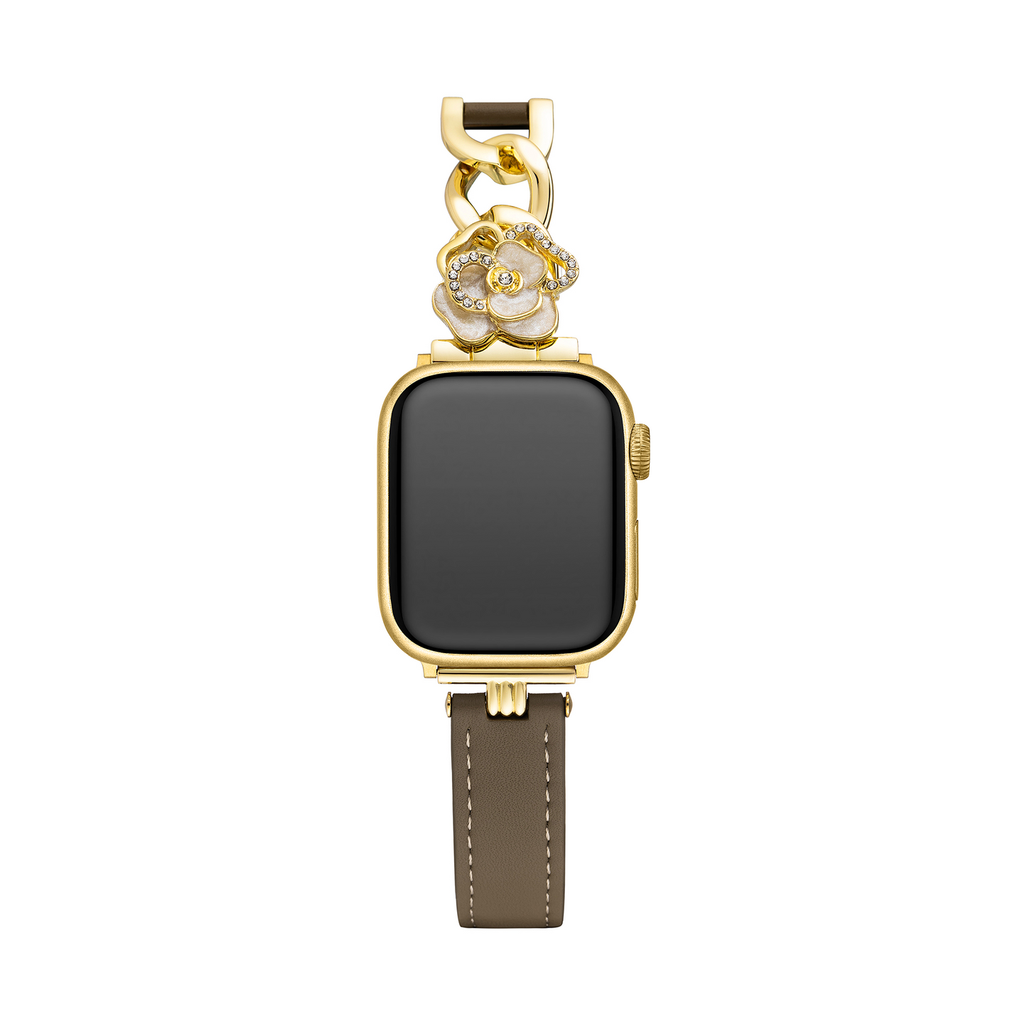 Camellia Chain Leather Watch Band for Apple Watch - Elegant Chain-Detail Strap