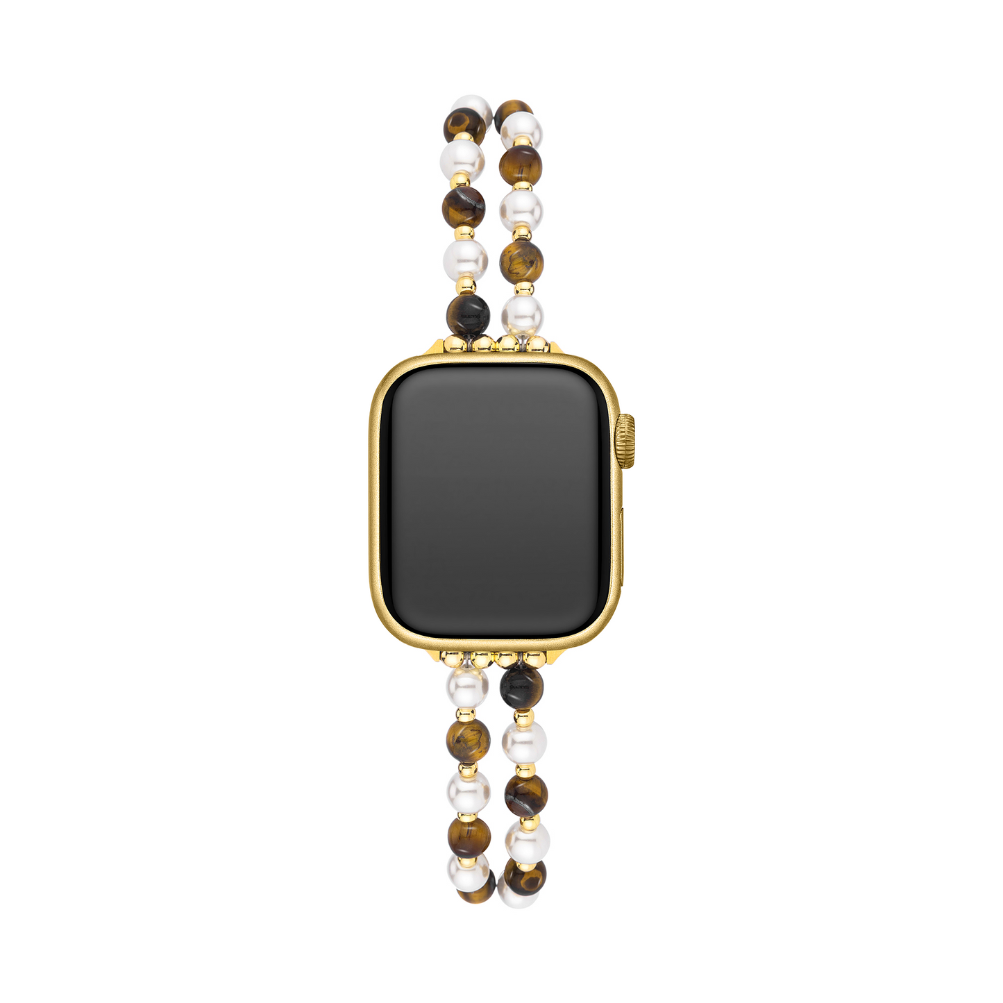 Elegant Pearl & Tiger's Eye Beaded Band for Apple Watch