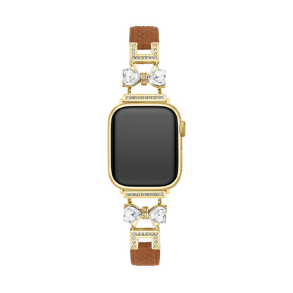 Elegant Bowknot Leather Band for Apple Watch - Premium Leather, All-Day Comfort