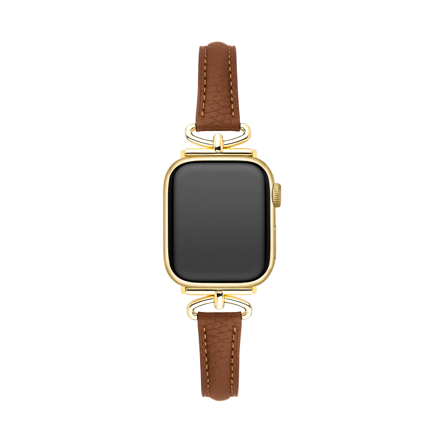 Sleek Leather Watch Band with Metal Accents for Apple Watch