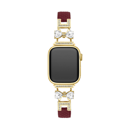 Elegant Bowknot Leather Band for Apple Watch - Premium Leather, All-Day Comfort