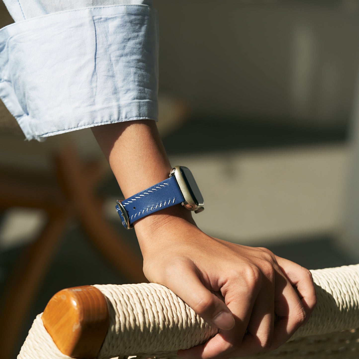 Unisex Leather Band with Stitching Detail for Apple Watch