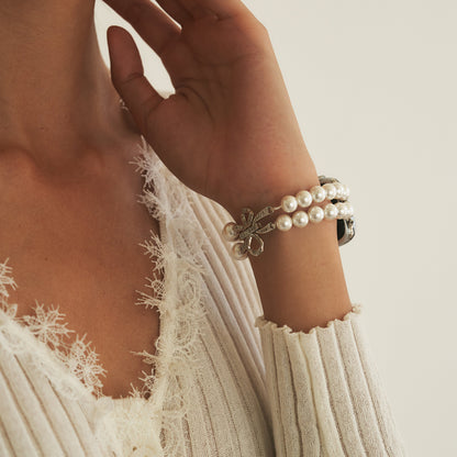 Elegant Double Pearl Beaded Band for Apple Watch