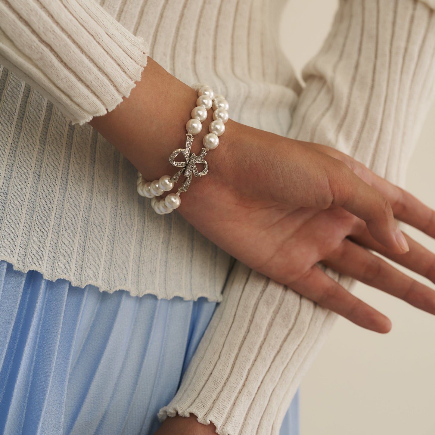 Elegant Double Pearl Beaded Band for Apple Watch