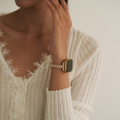 Elegant Pearl-Beaded Copper Band for Apple Watch