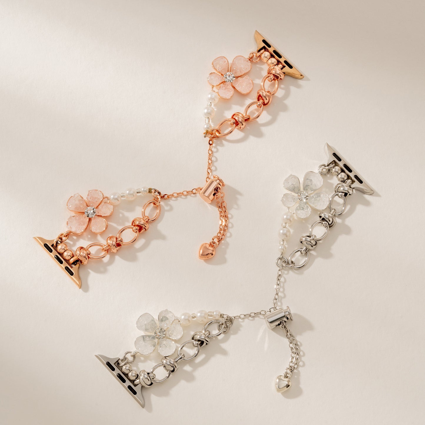 Elegant Floral Quartz Chain Watch Band for Apple Watch