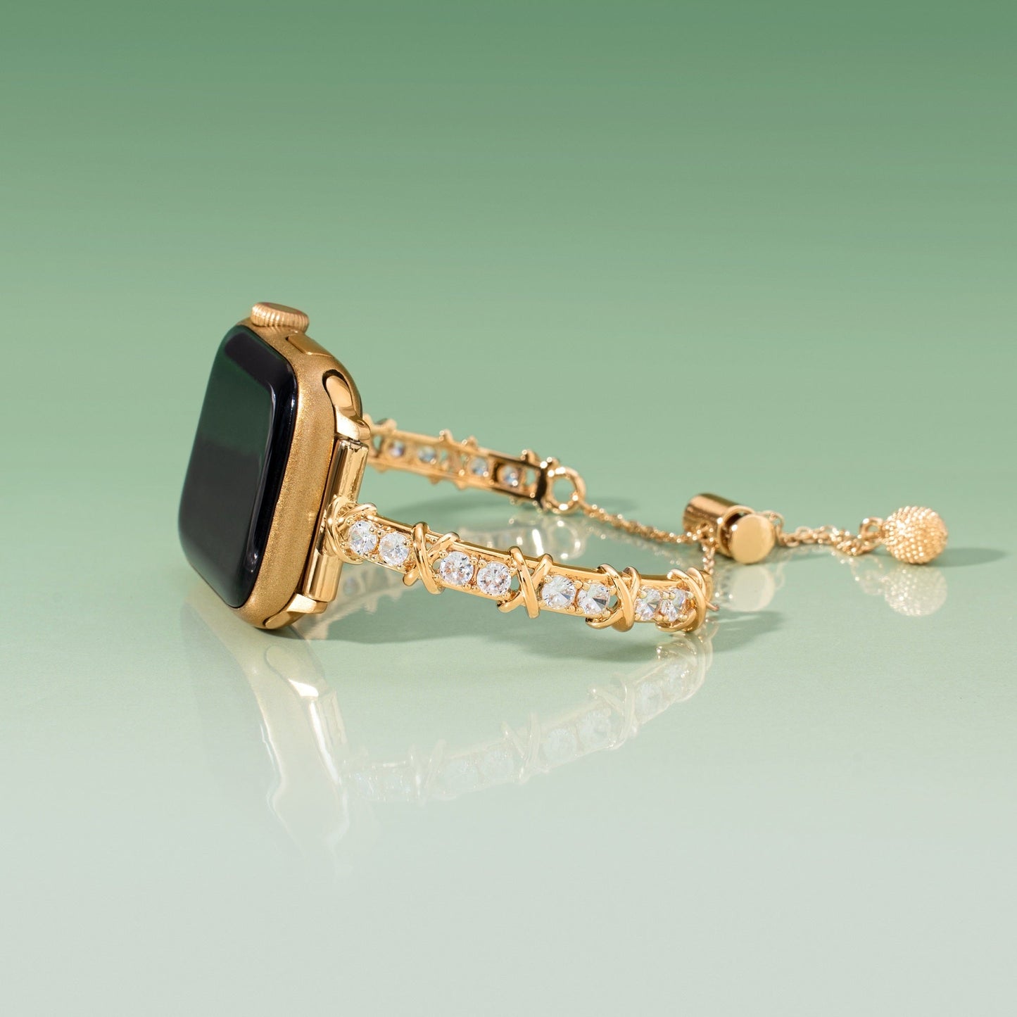 14K Gold & Platinum-Plated Zircon Metal Watch Band
