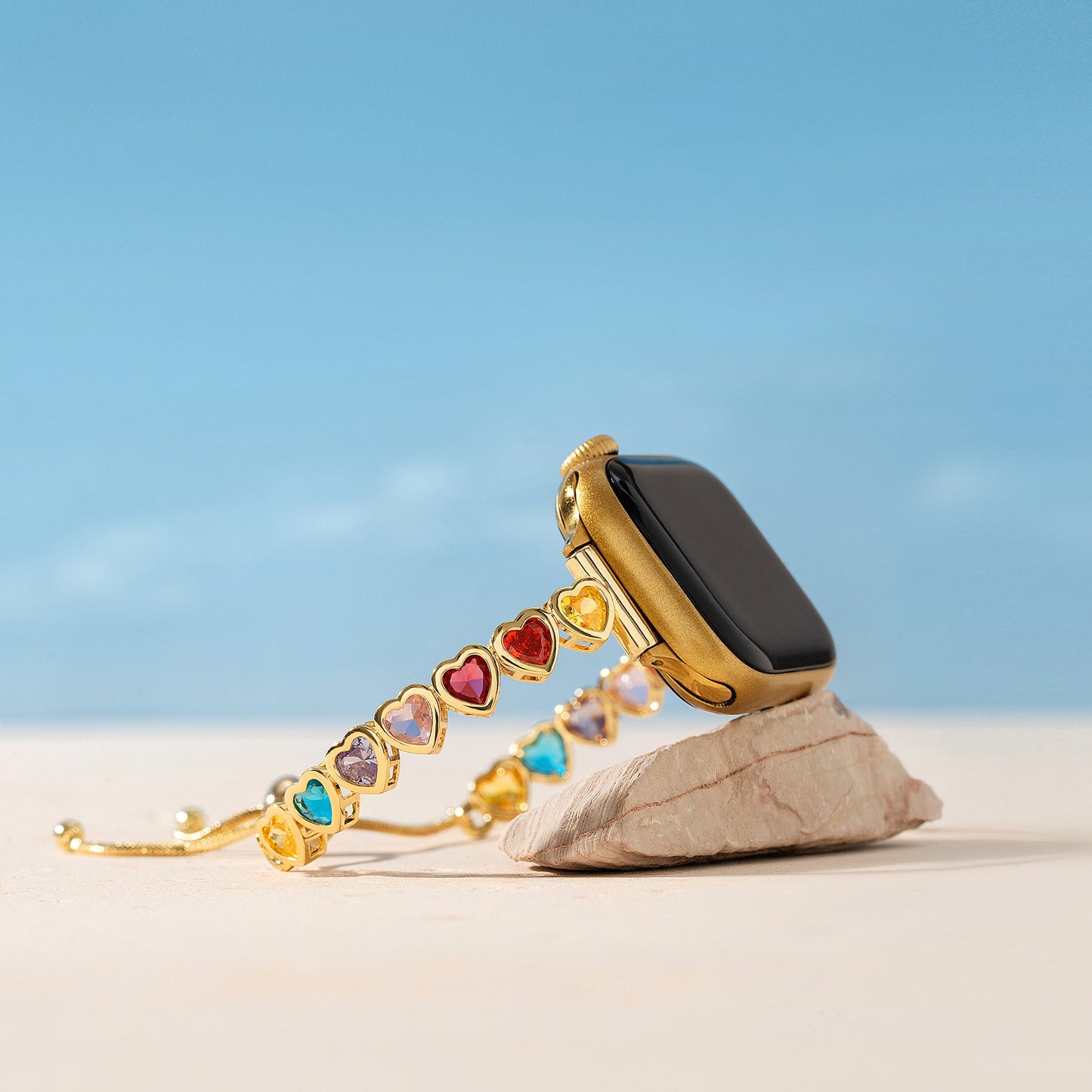 Rainbow Love: 14k Gold & Platinum Plated Apple Watch Band
