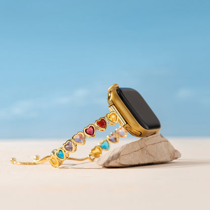 Rainbow Love: 14k Gold & Platinum Plated Apple Watch Band